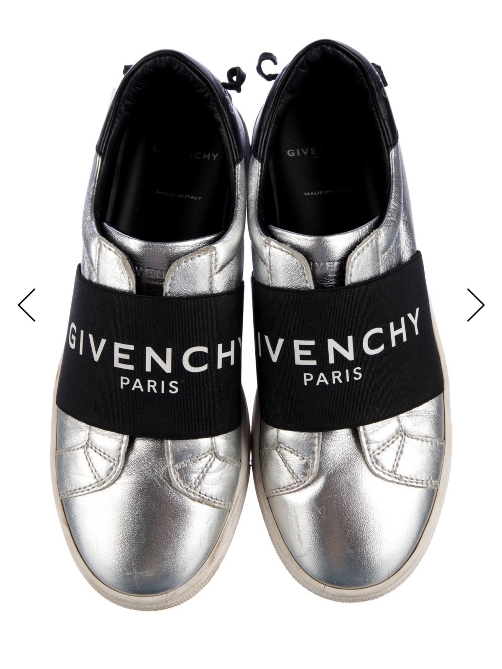 Givenchy Kids Silver Metallic Slip-On Sneakers with Black Logo Band